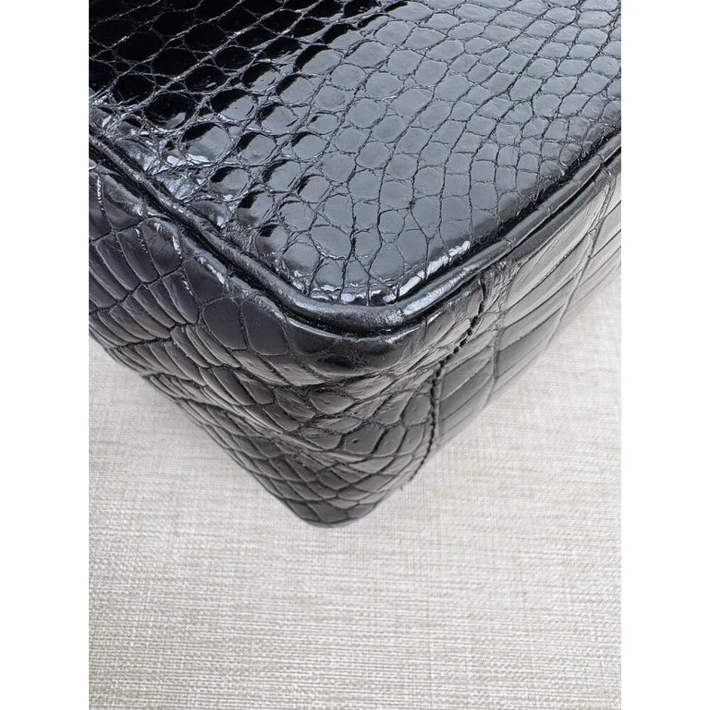 CHANEL Black Crocodile Classic Flap Medium GHW